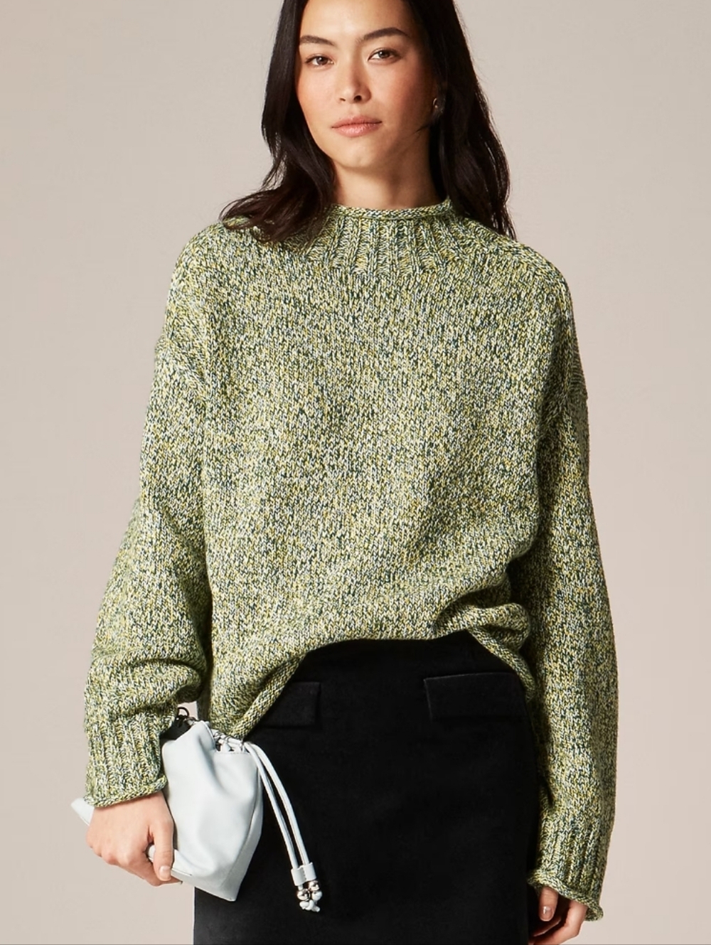 J Crew Marled 2025 Rollneck™ sweater CN250 *Sold Out Colorway Green Size M